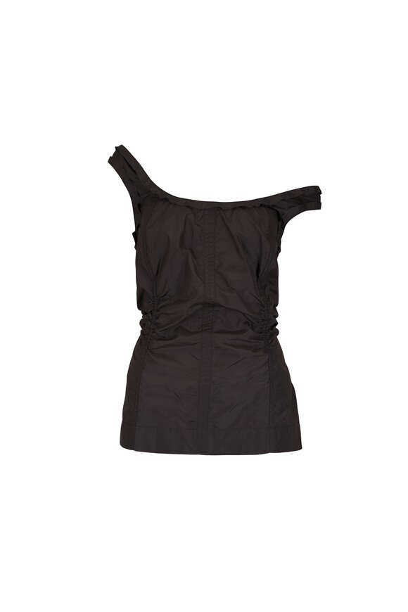Bottega Veneta Dark Carrubo Washed Silk Taffeta Top - view 1