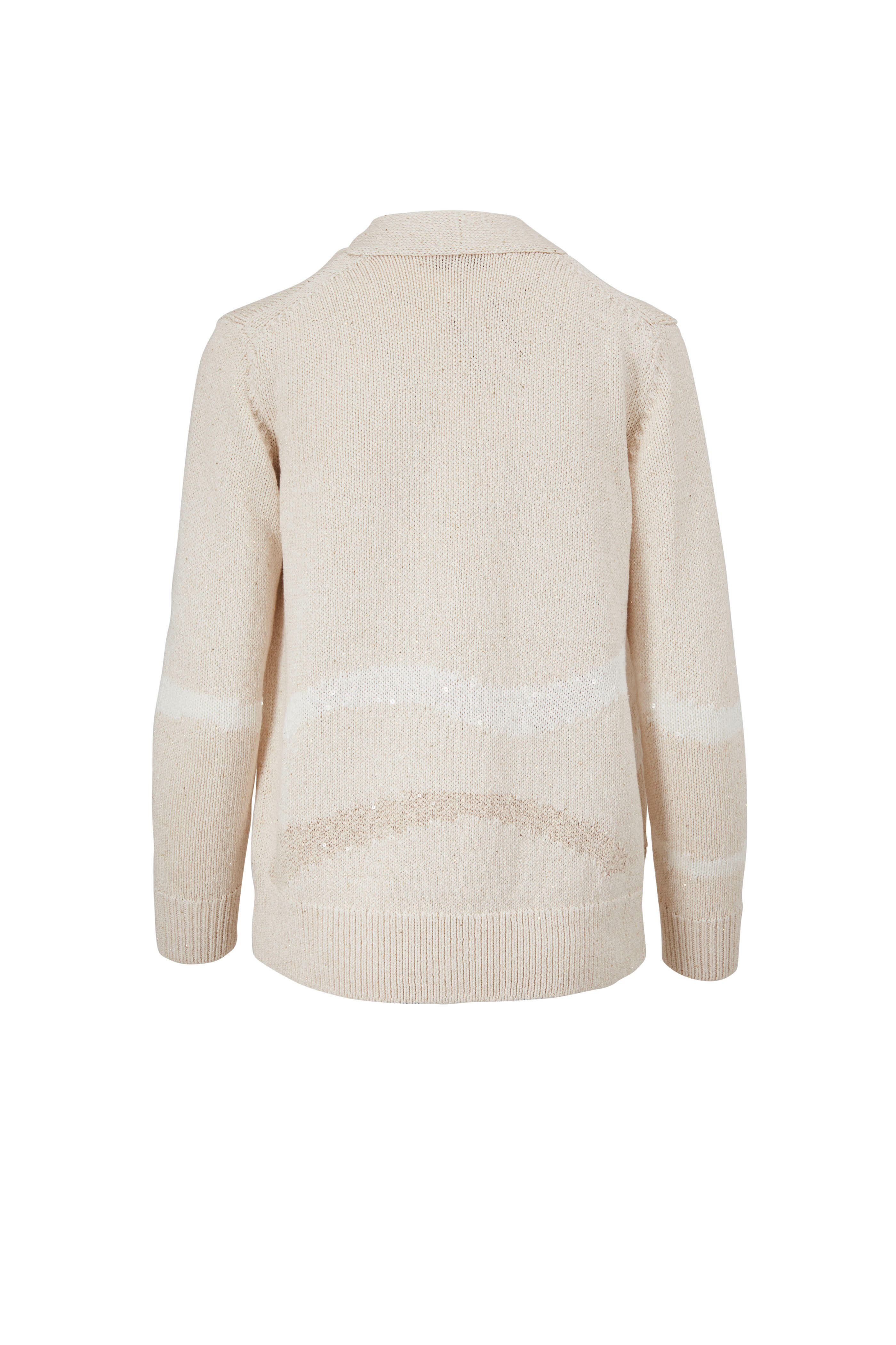Lafayette 148 New York - Cream Intarsia Stripe Open Front  display picture 1