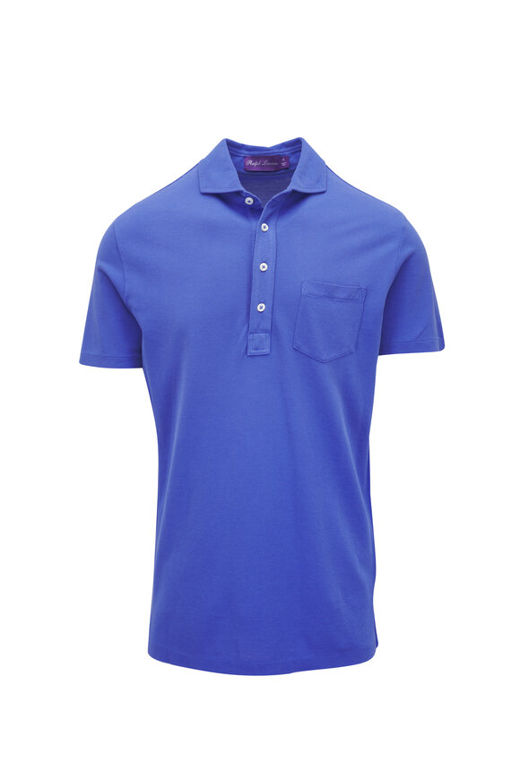 Ralph Lauren Purple Label Classic Blue Short Sleeve Piqué Polo