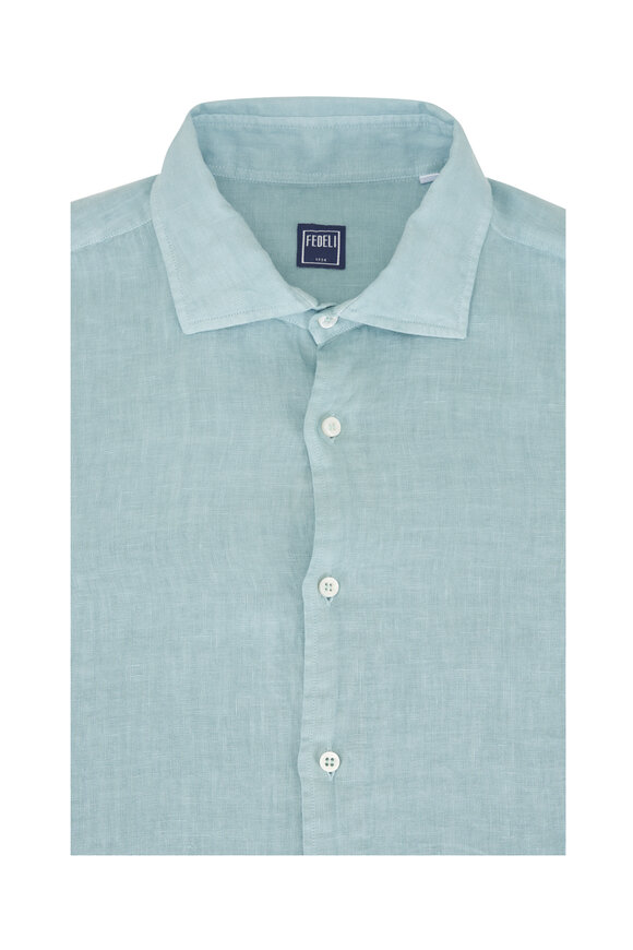Fedeli Sage Green Linen Sportshirt