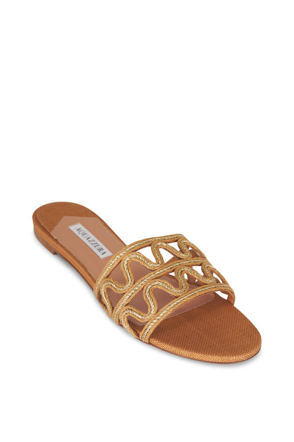 Aquazzura Manaus Brown Raffia Wave Slide - view 1