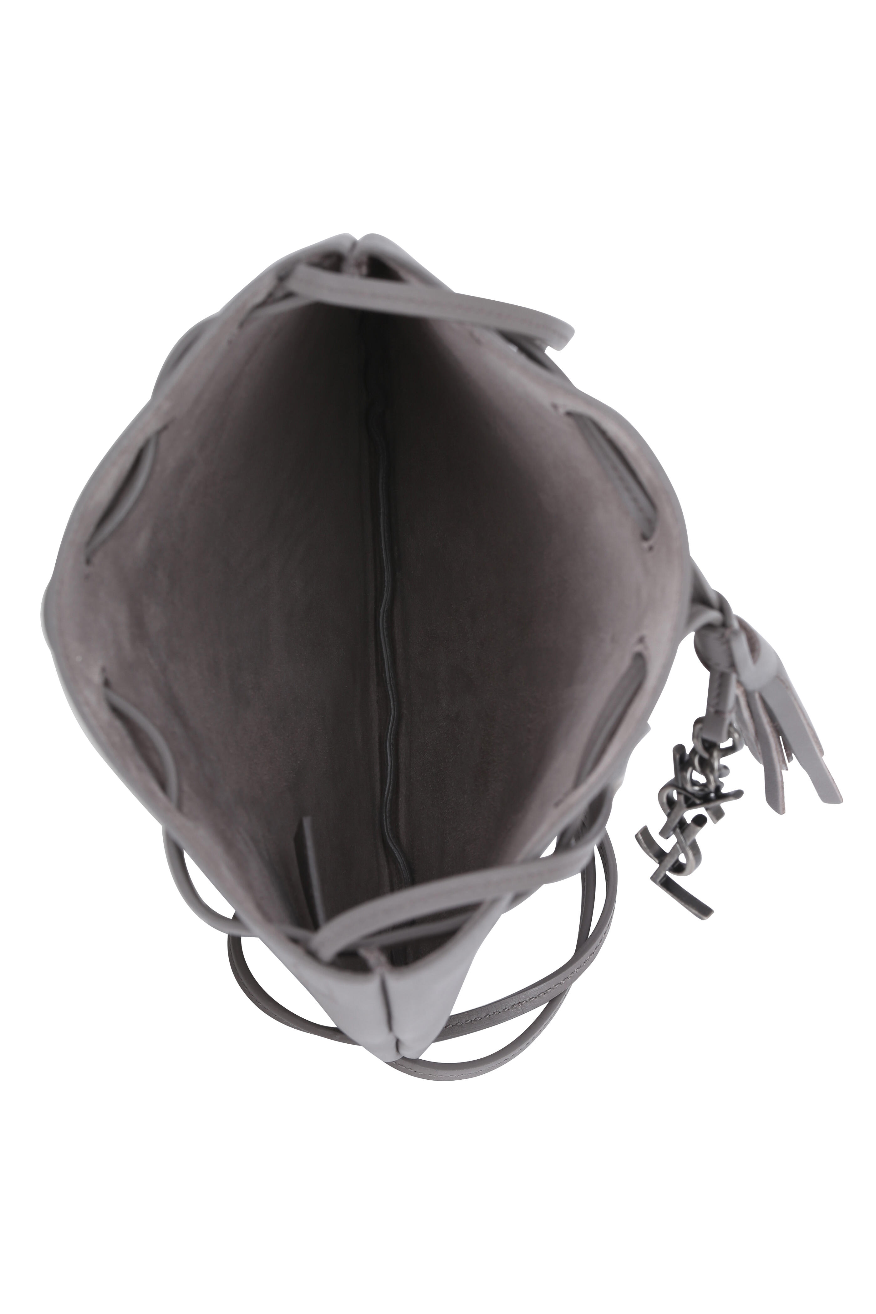 Saint Laurent - Jen Gray Leather Small Drawstring Bucket Bag