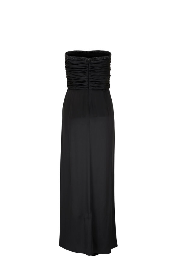 Giorgio Armani - Black Strapless Silk Midi Dress 