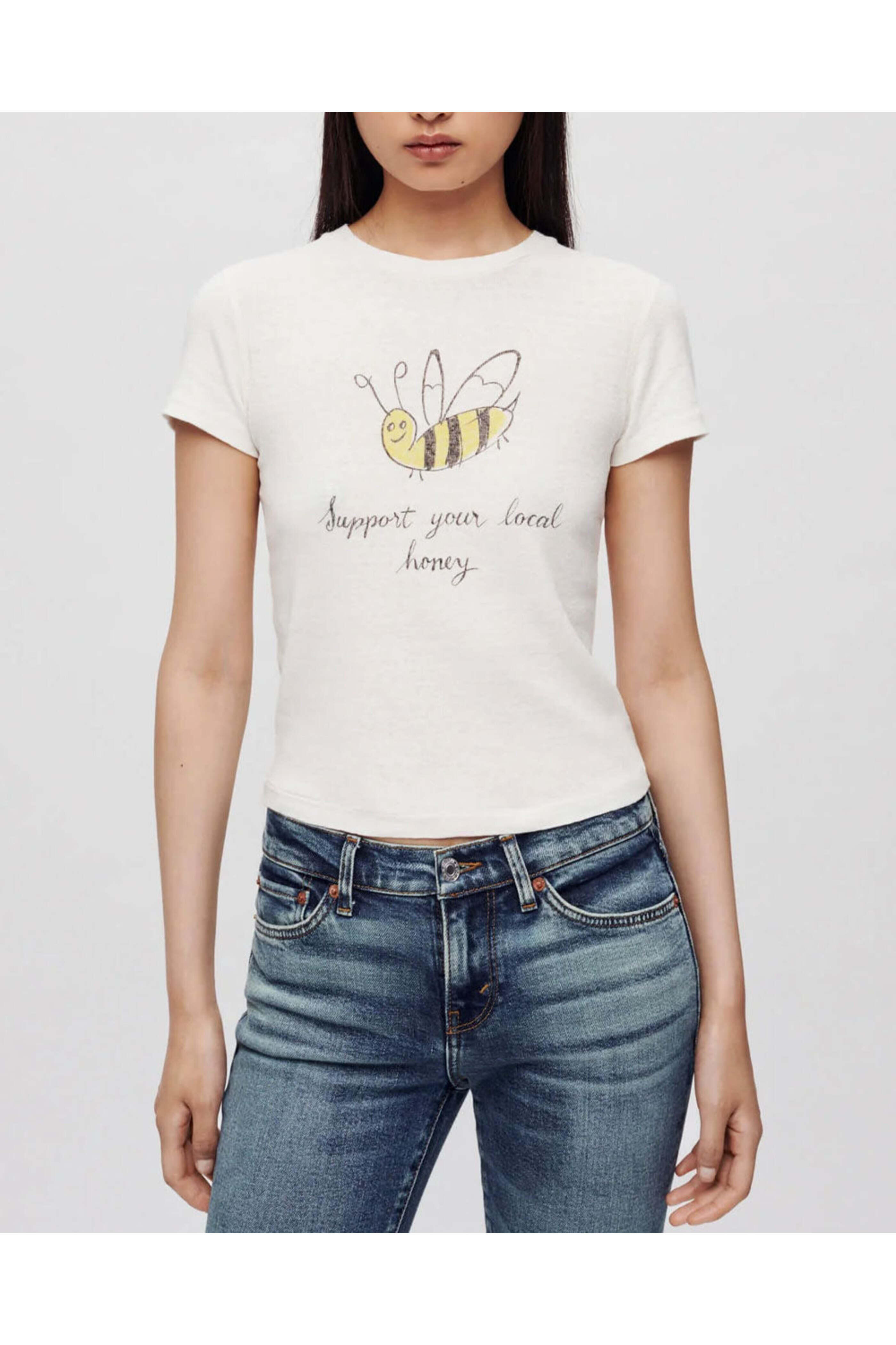 Re/Done - 90s Baby Tee Local Honey in Vintage White
