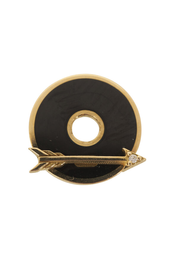 Foundrae Dream Arrow Yellow Gold & Black Enamel Disk