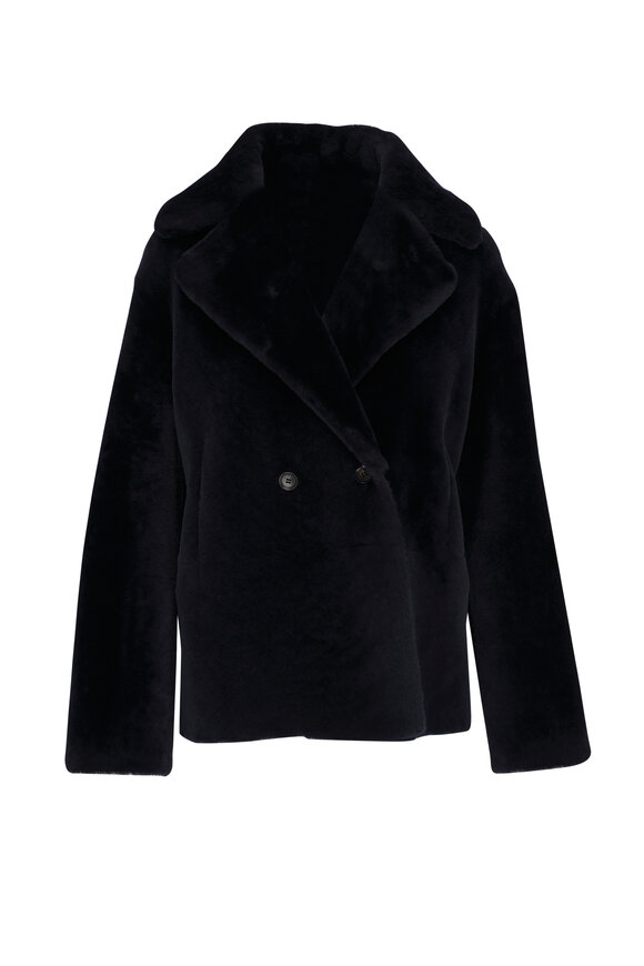 Kiton Navy Shearling Coat