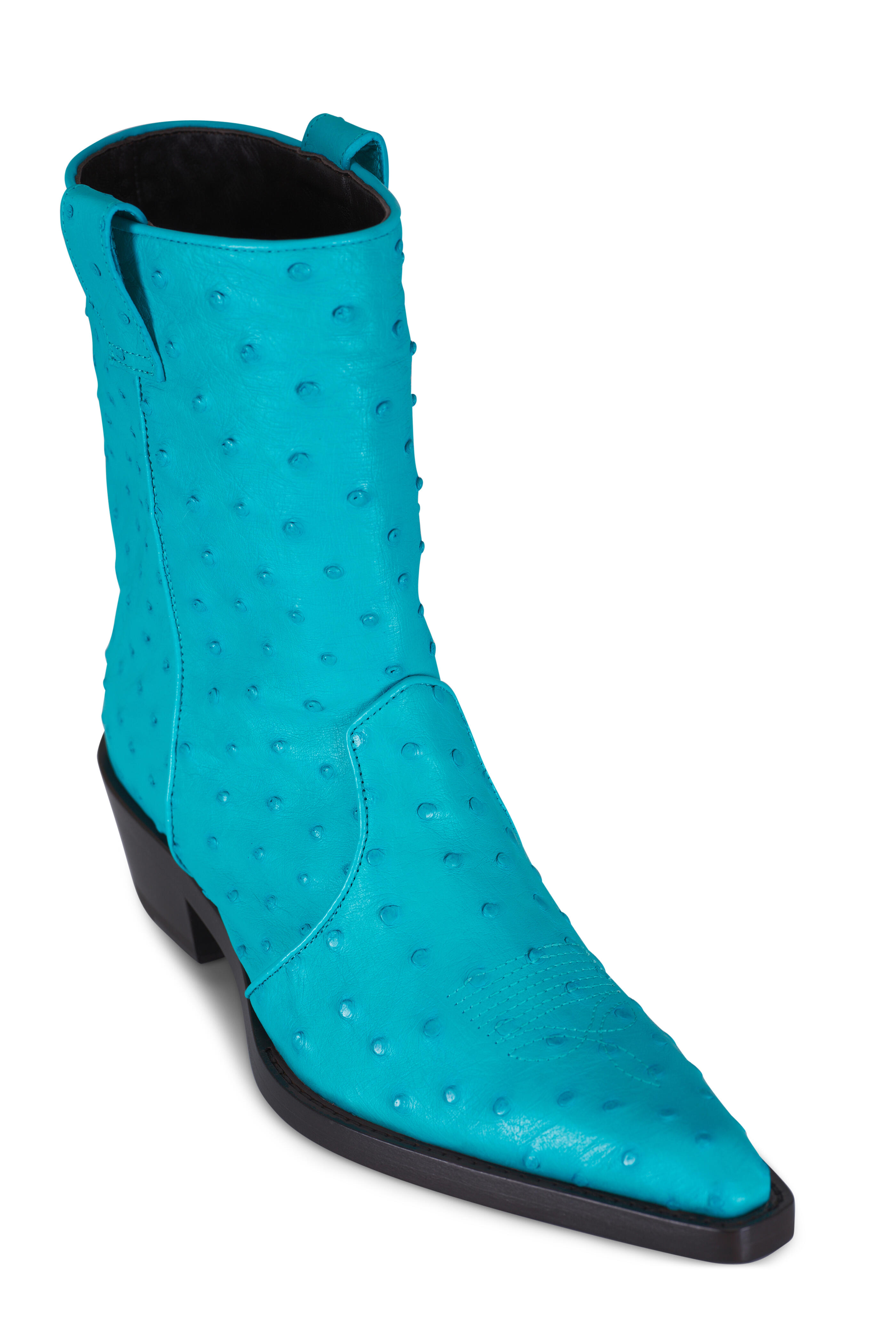 Khaite - Clive Crystal Blue Leather Ankle Boot, 35mm