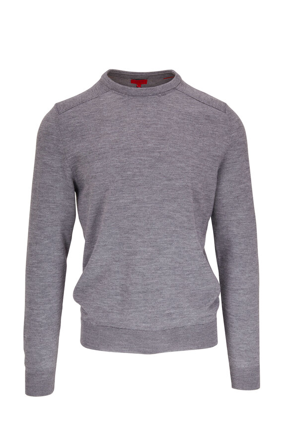 Isaia - Gray Wool, Silk & Cashmere Crewneck Pullover