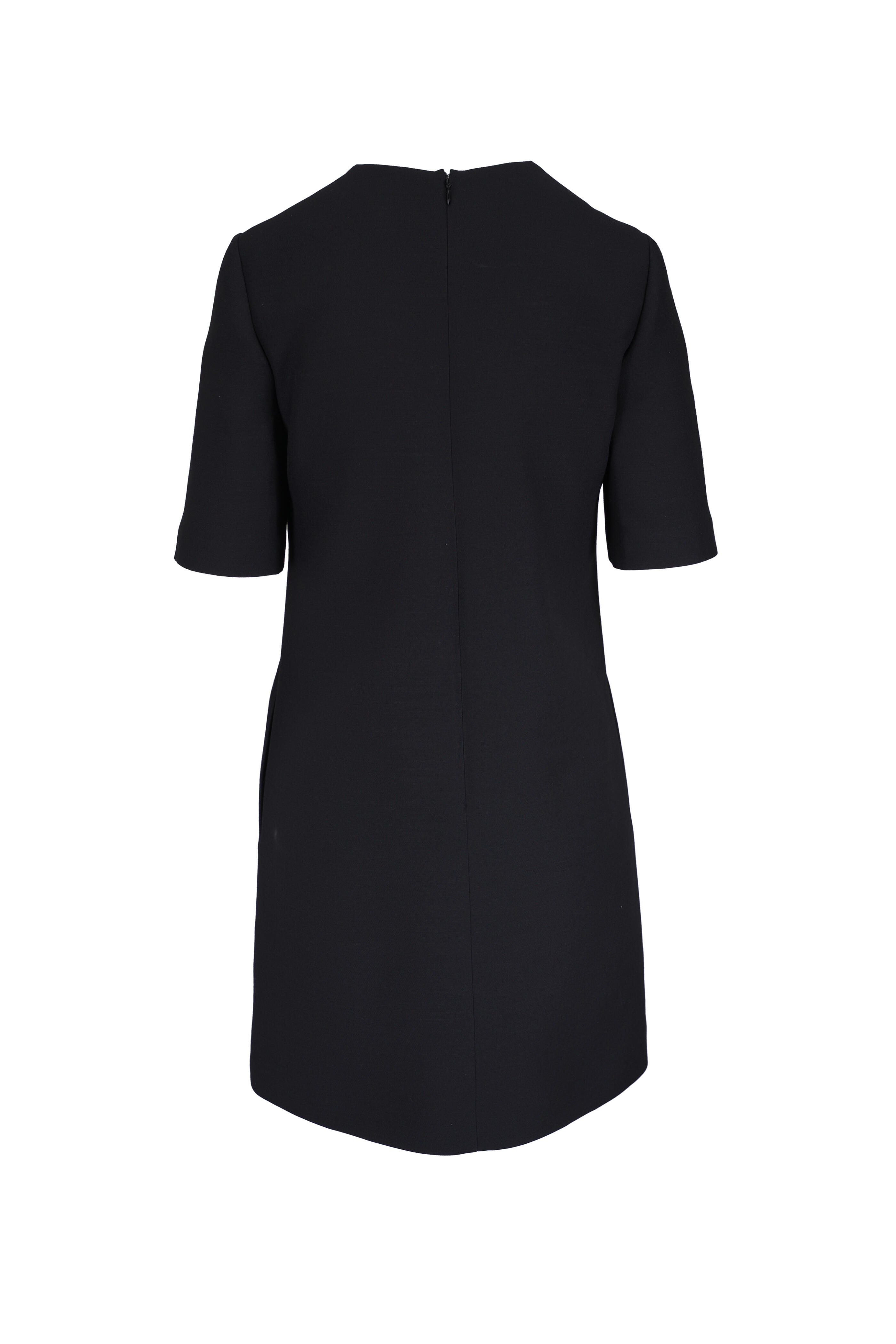 Valentino - Black & Ivory Solid Crepe Couture Mini Dress