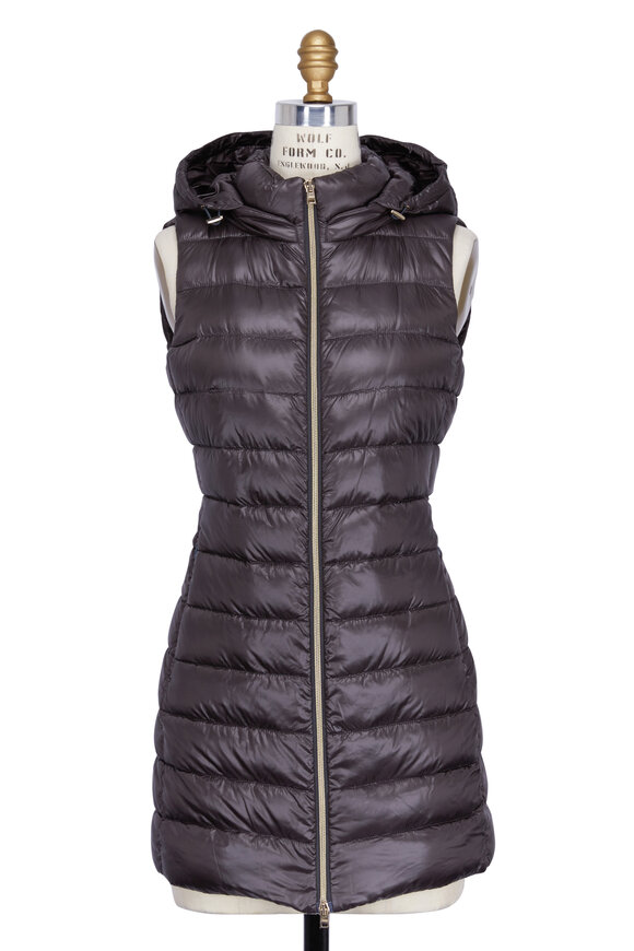 Herno - Charcoal Gray Hooded Fitted Puffer Vest