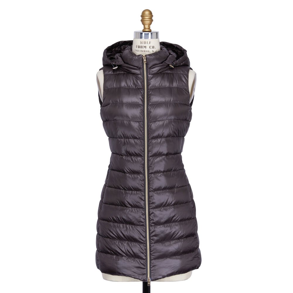 Herno - Charcoal Gray Hooded Fitted Puffer Vest | Mitchell Stores
