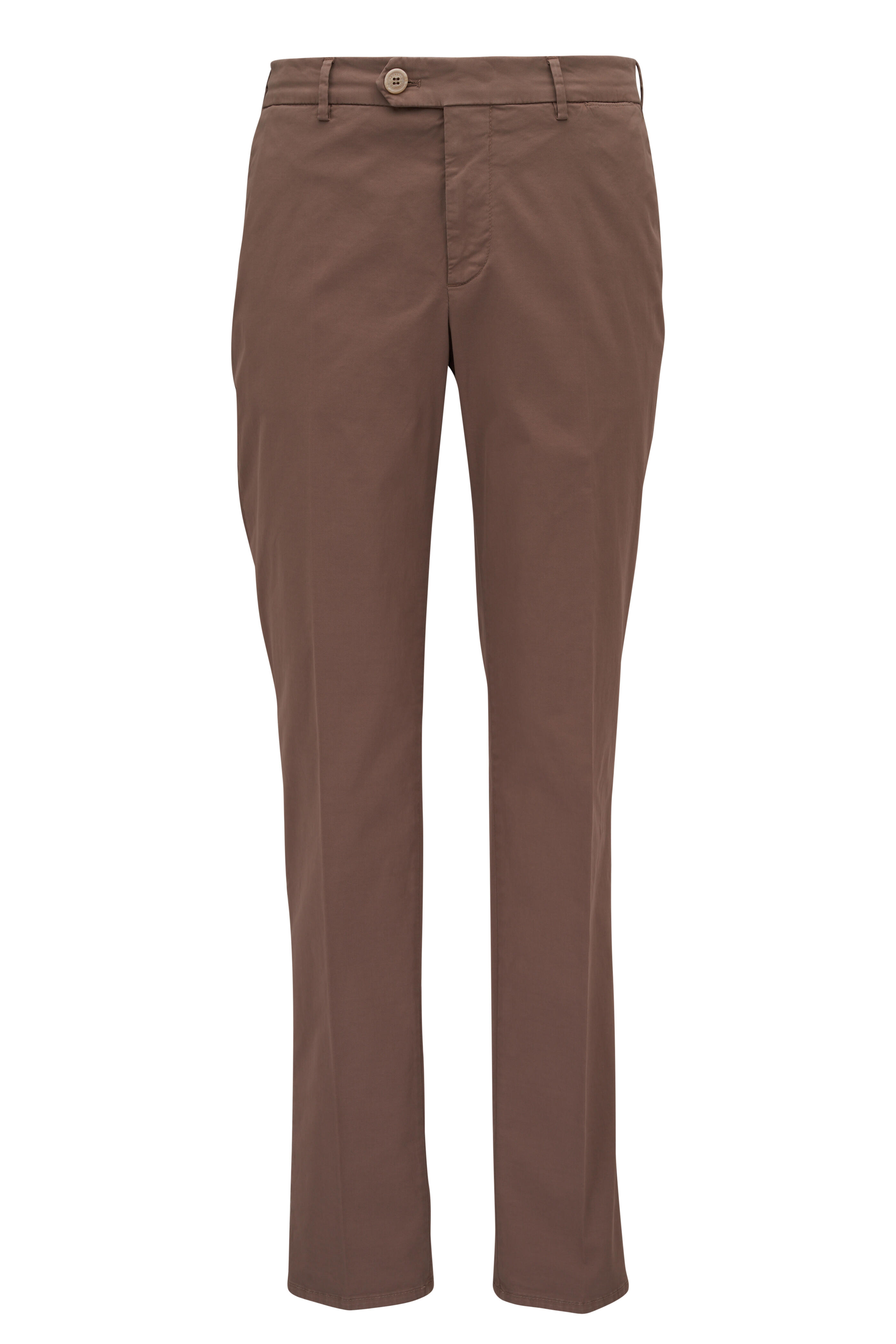 Brunello Cucinelli - Brown Stretch Cotton Flat Front Pant