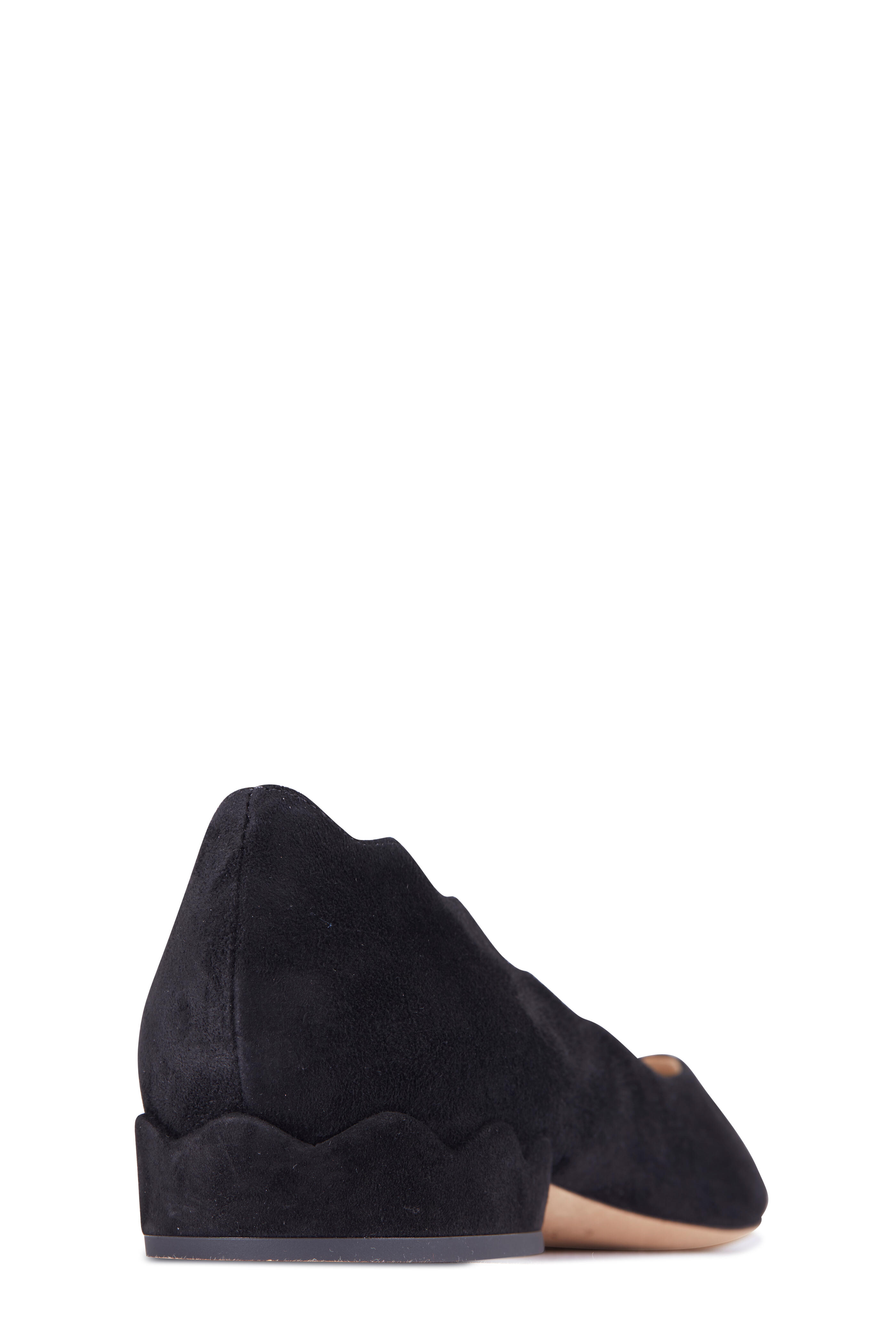 Chloé - Laurena Black Suede Scalloped Flats