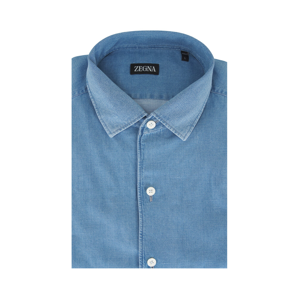 【DISCERNMENT】Moa Linen Denim Half Shirt DISCERNMENT】Moa Linen Denim Half Shirt シャツ