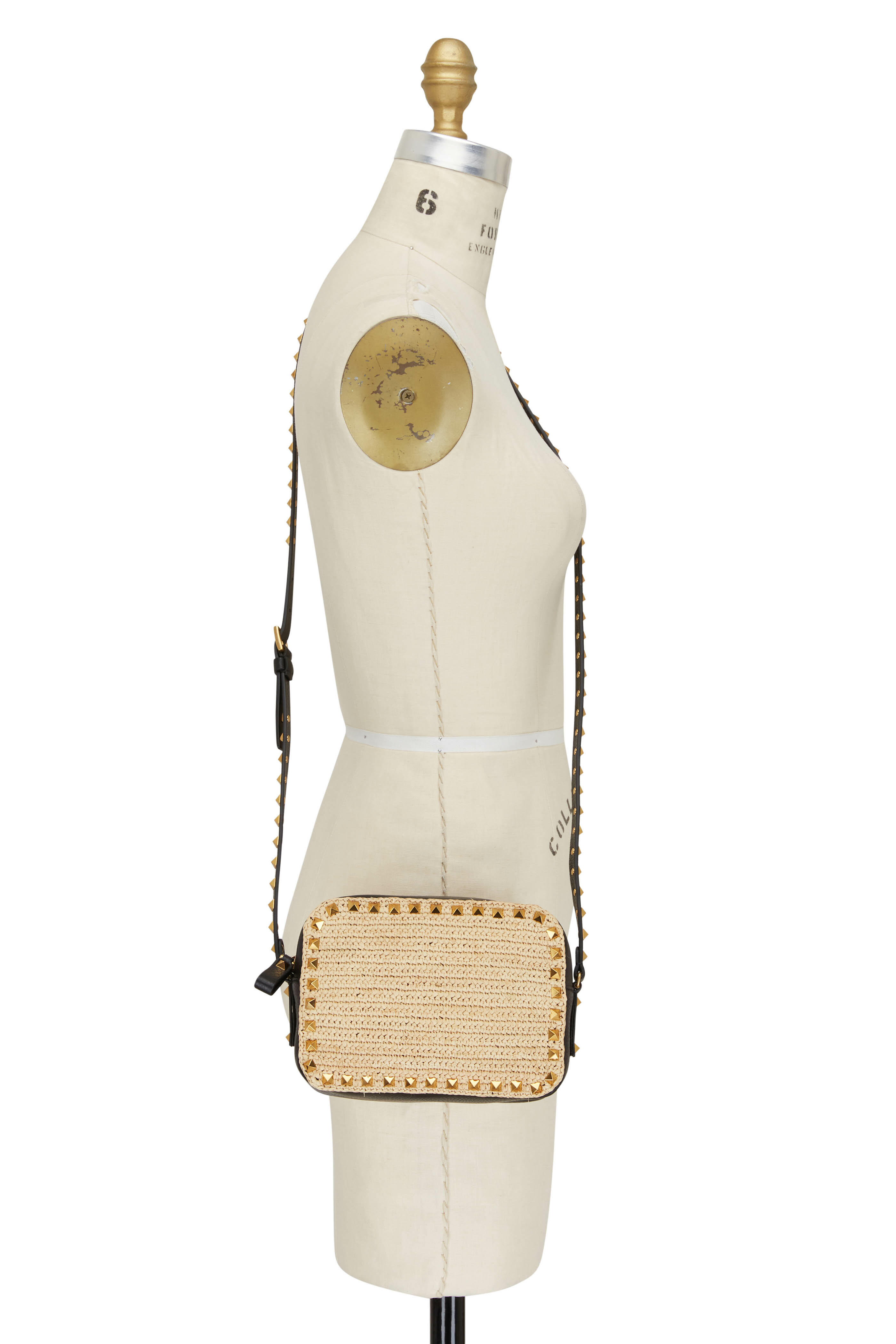 Valentino Garavani - Natural & Black Leather Rockstud Crossbody Bag