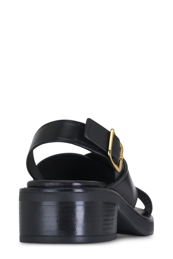 Prada - Crisscross Slingback Black Leather Sandal, 45mm