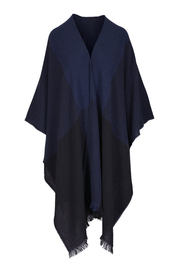 Akris Navy & Black Wool & Cashmere Scarf - view 1
