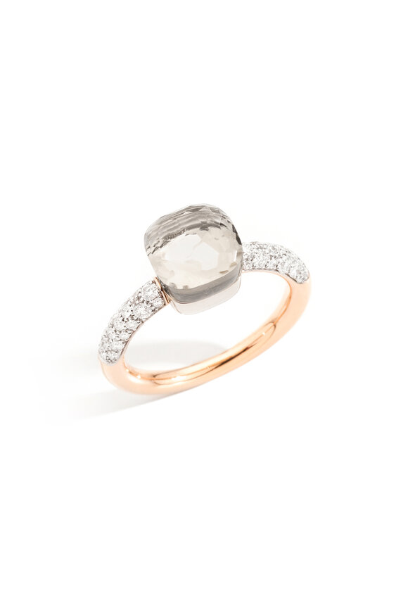 Pomellato 18k Rose Gold Classic Topaz & Diamond Nudo Ring
