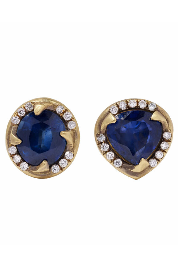 Sylva & Cie Mixed Sapphire and Diamond Studs