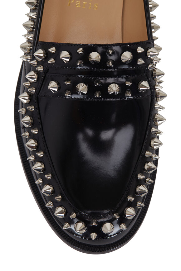 Christian Louboutin - Mattia Spikes Black Patent Spiked Flat Loafer