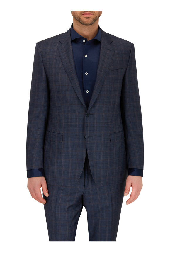 Canali - Super 130s Navy Blue Windowpane Wool Suit