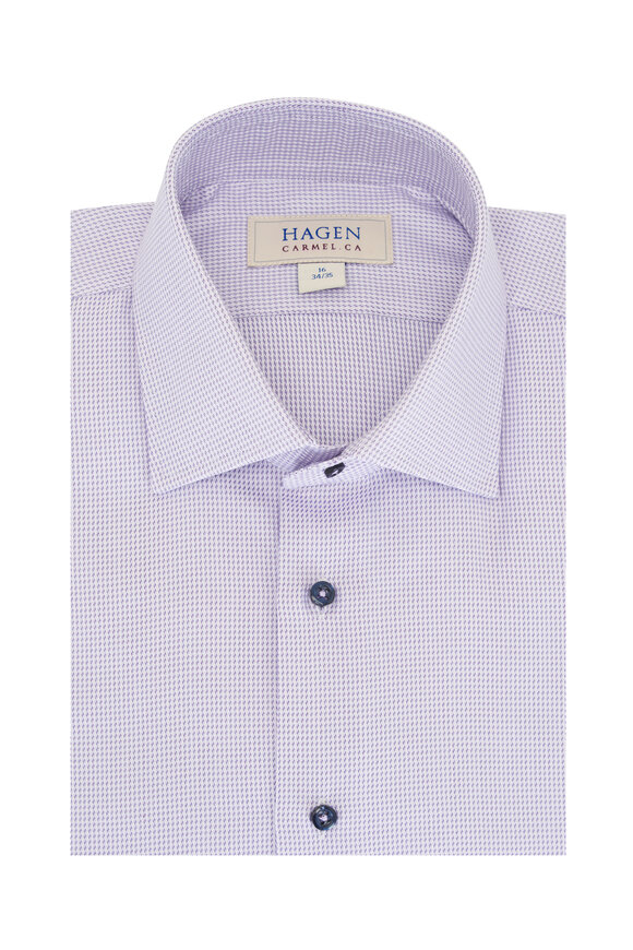 Hagen Shirts Lilac Woven Striped Cotton Dress Shirt