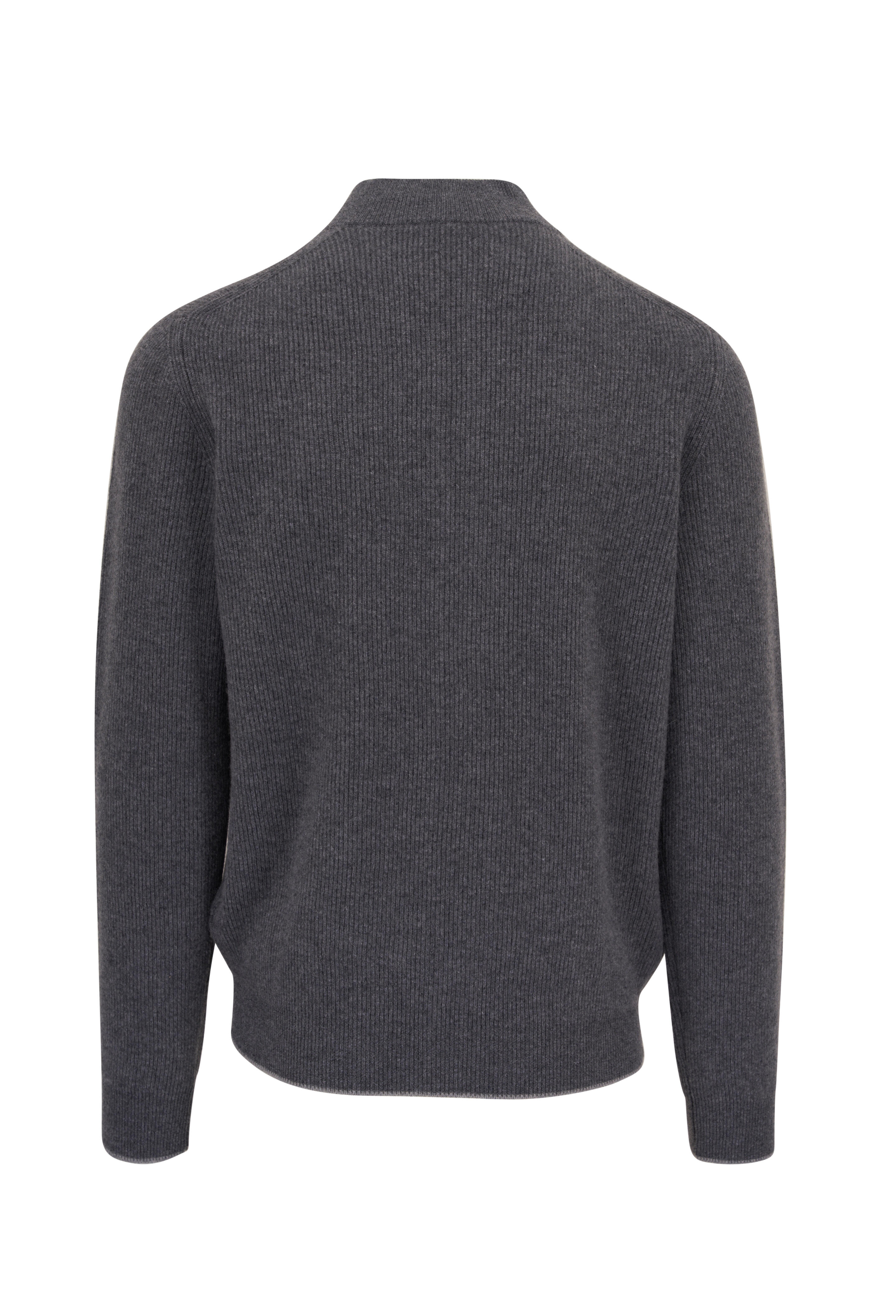 Fedeli - Stone Gray Cashmere Zip Cardigan | Mitchell Stores
