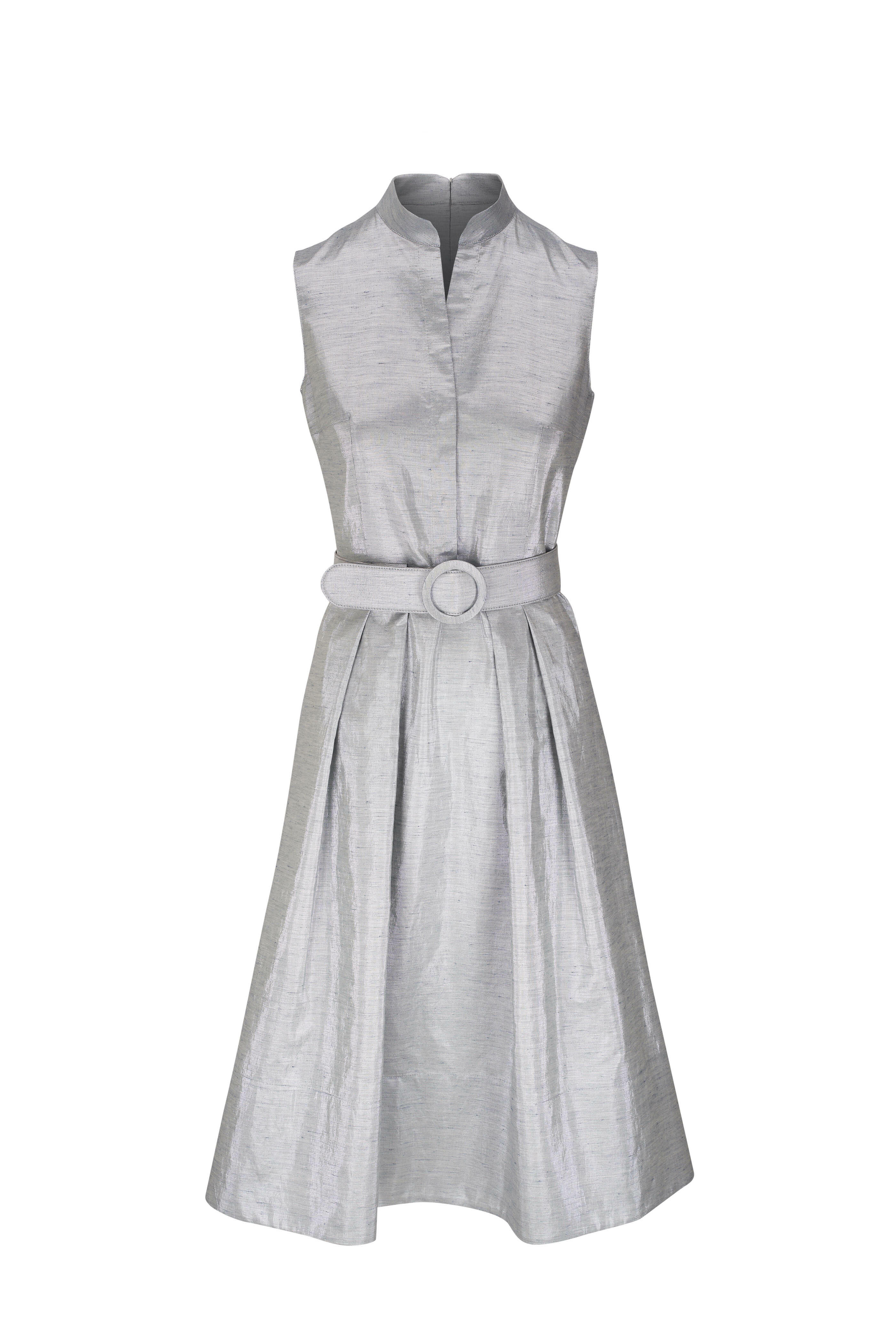 Akris Punto - Silver Metallic Cotton Blend Midi Dress