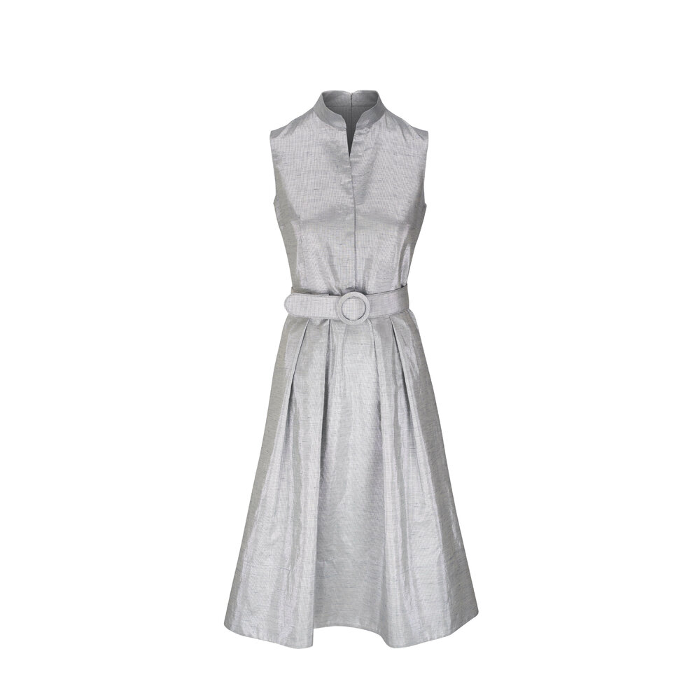 Akris Punto - Silver Metallic Cotton Blend Midi Dress