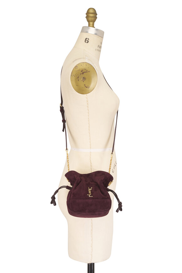Saint Laurent Mini Jamie Burgundy Suede Shoulder Bag - view 7