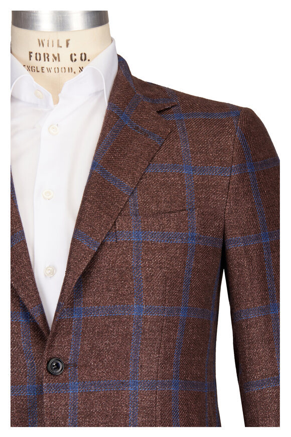 Sartorio Brown & Blue Windowpane Sportcoat - view 1