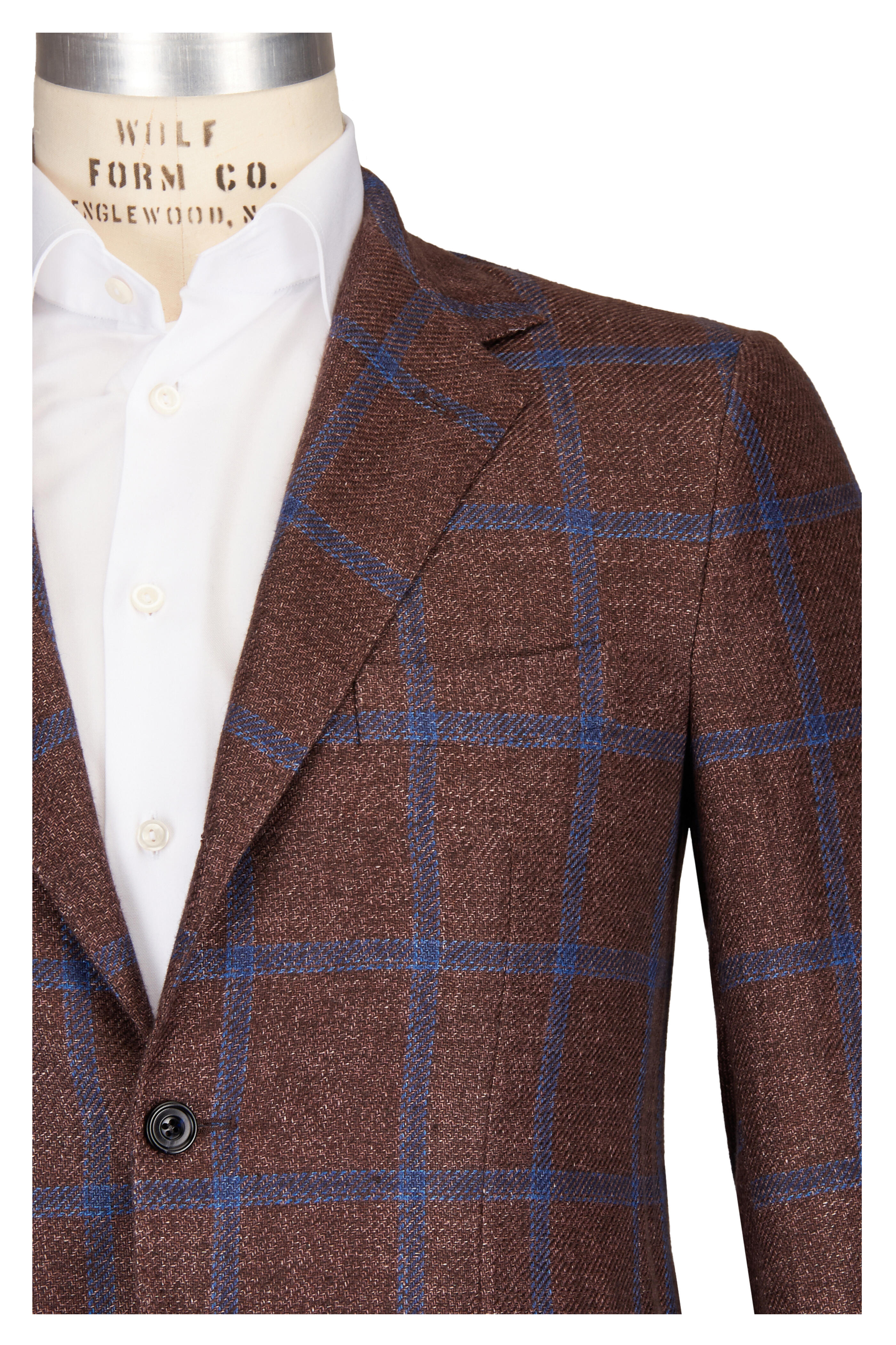 Sartorio - Brown & Blue Windowpane Sportcoat - view 1