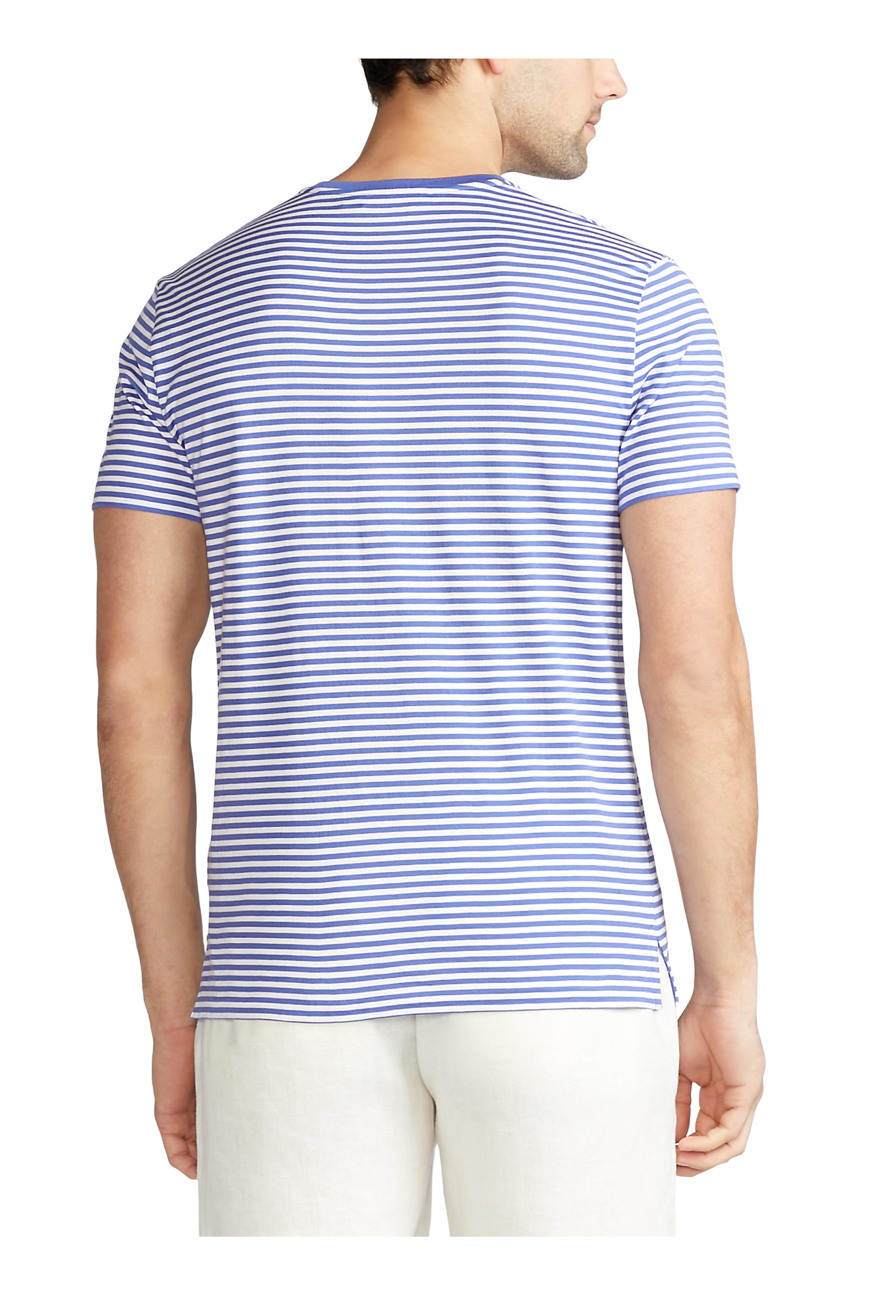 Ralph Lauren Purple Label - Copen & White Striped Lisle Crewneck T-Shirt