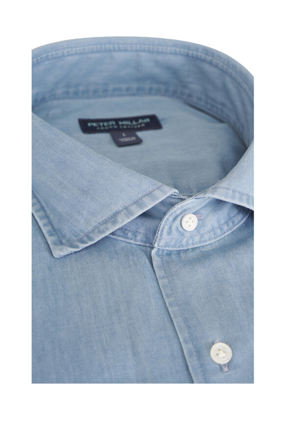 Peter Millar Crown Crafted Elio Chambray Cotton Sport Shirt - view 2
