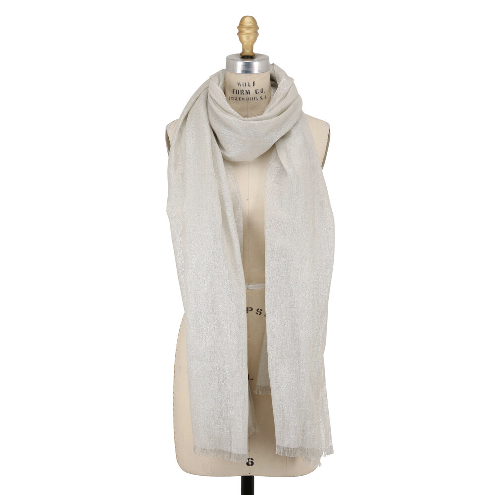 スカーフ BRUNELLO CUCINELLI Cashmere scarf BROWN+PANAMA Brunello Cucinelli - Solid Panama Cashmere & Silk Lurex Scarf