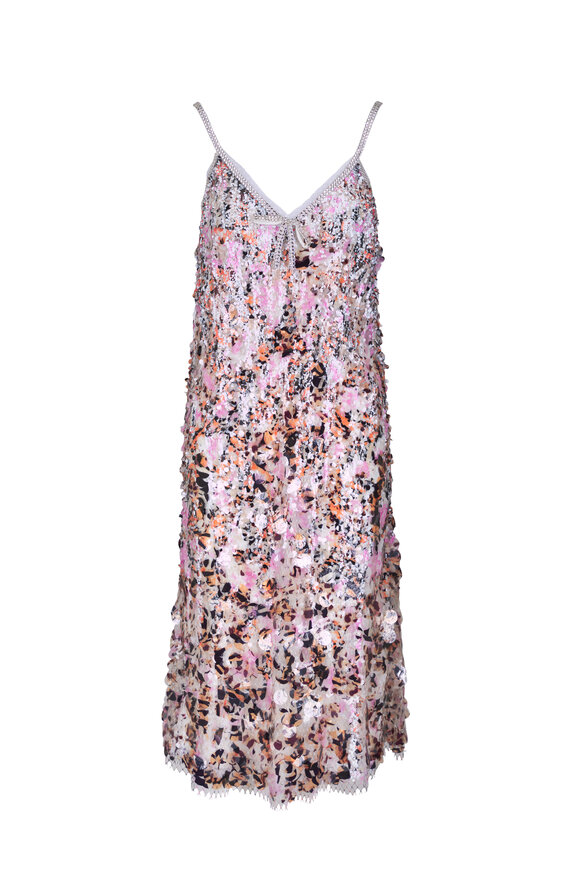 Marni Pink Sand Mesh & Senquin Mixed Midi Dress