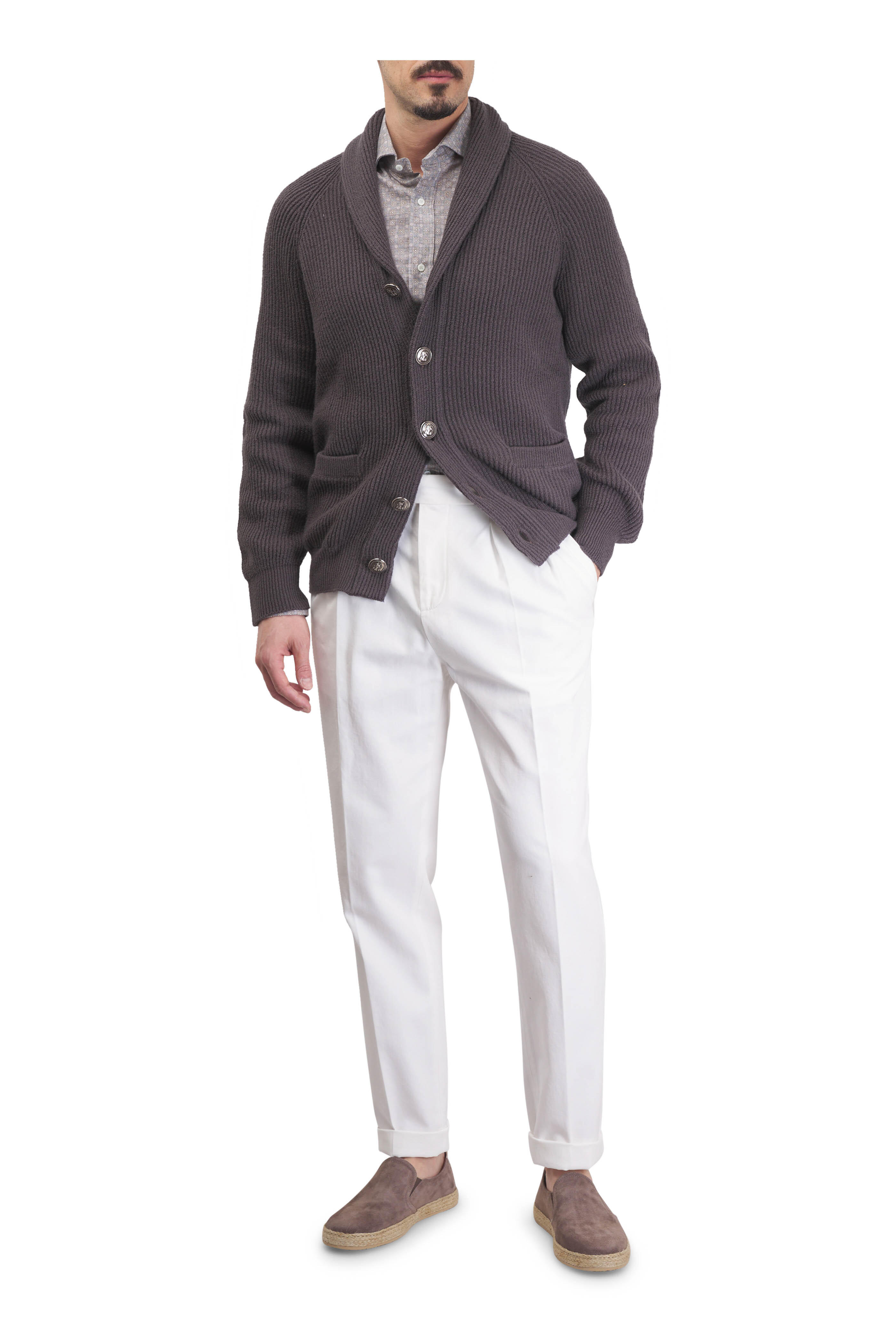 Brunello Cucinelli - Gray Suede Espadrille Loafer