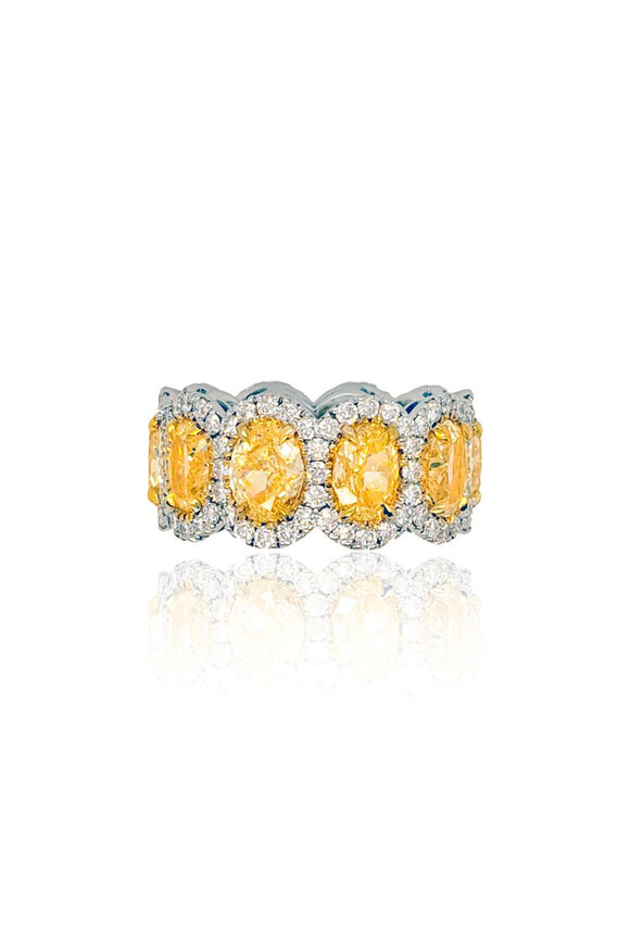 Diana M Jewels Two Tone Gold Yellow Oval Diamond Eternity Band - view 1