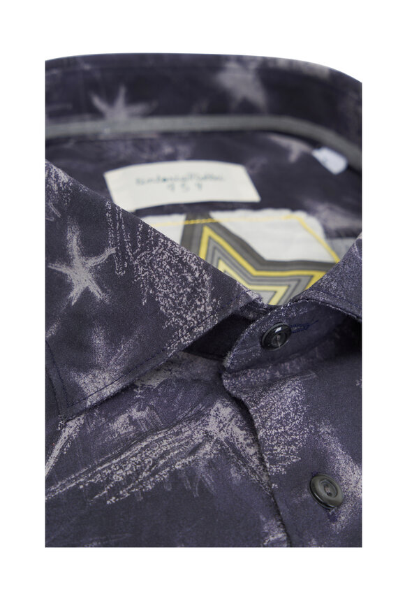 Tintoria - Navy Abstract Star Print Cotton Sport Shirt 