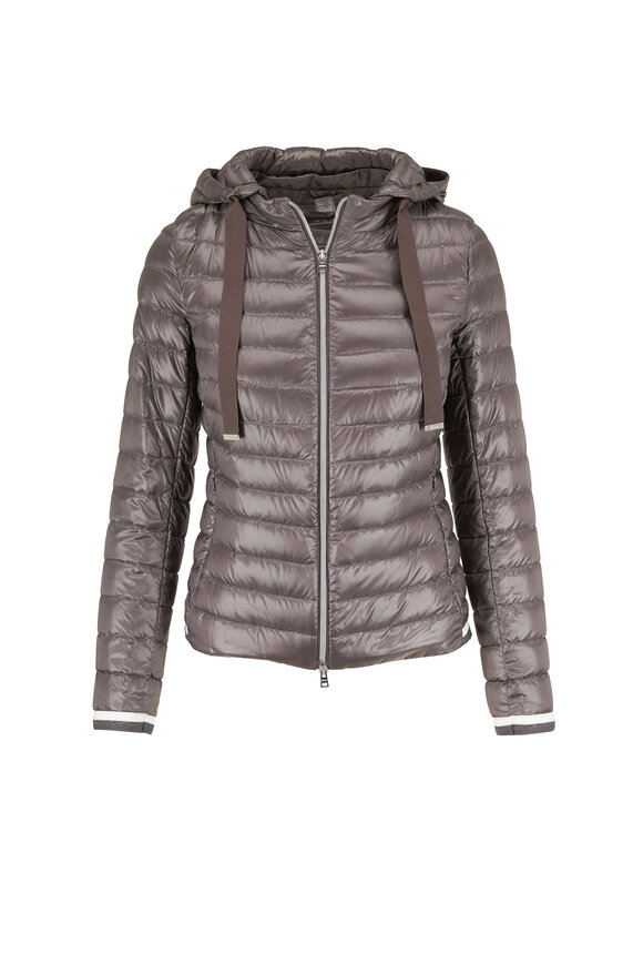 Herno - Charcoal Gray Hooded Puffer Jacket