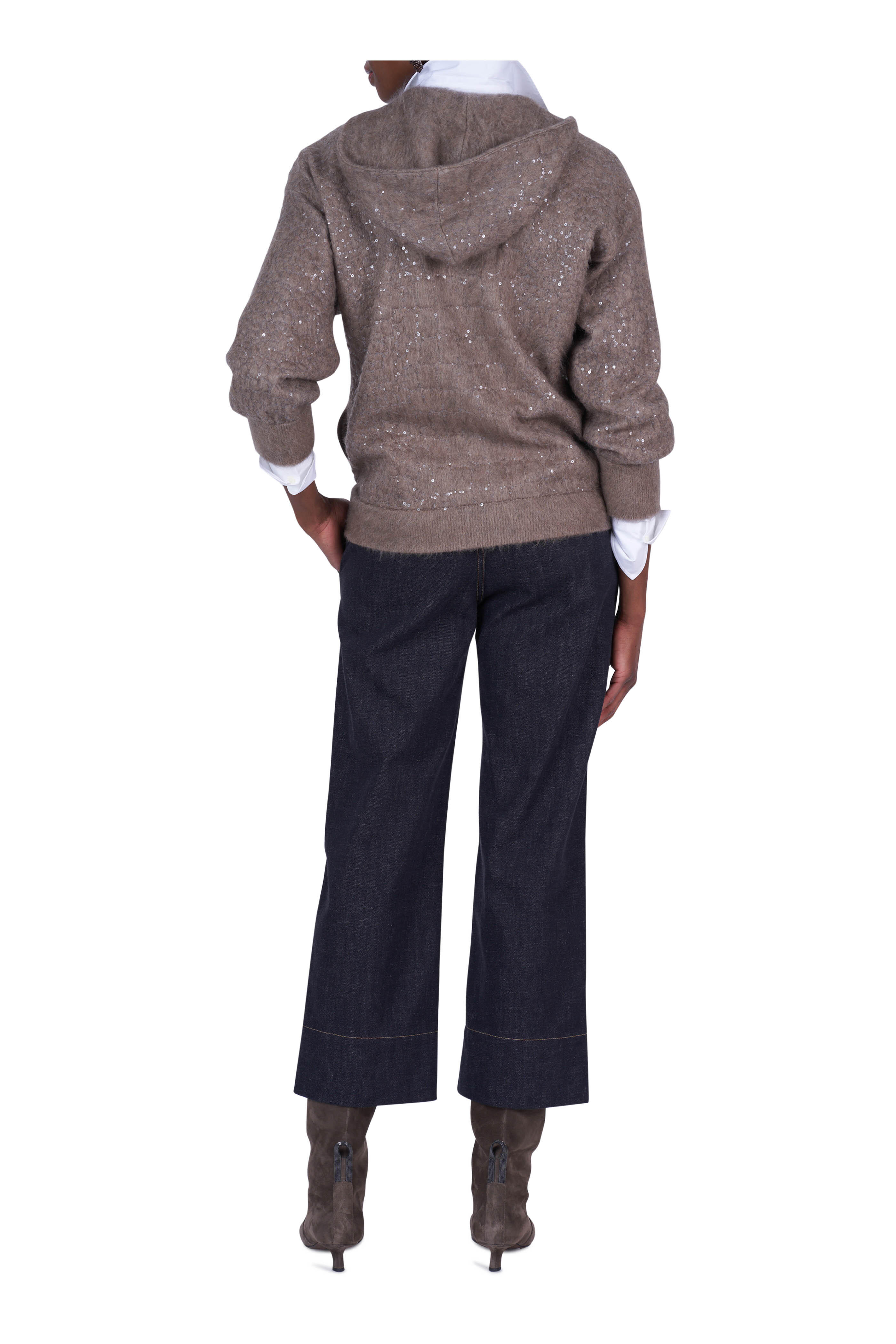 Brunello Cucinelli - Beige Embroidered Hoodie