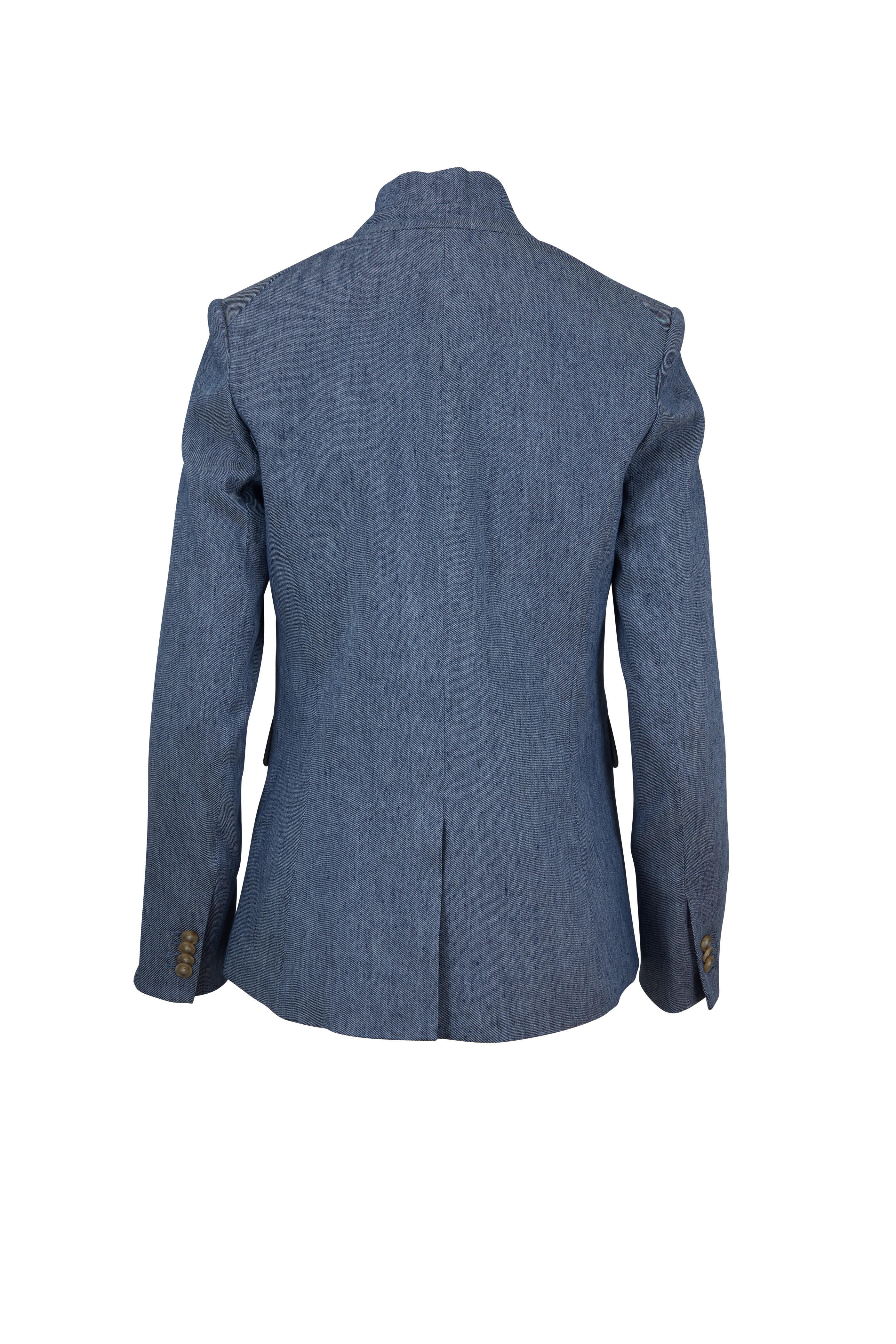 Veronica Beard - Upcollar Light Blue Linen Blend Dickey Jacket