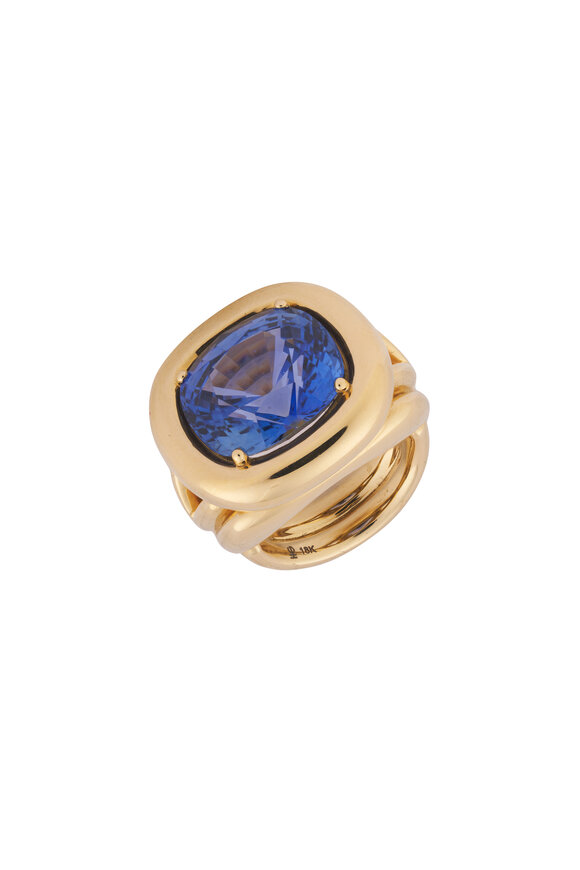Harwell Godfrey 18k Yellow Gold Blue Sapphire Giza Ring