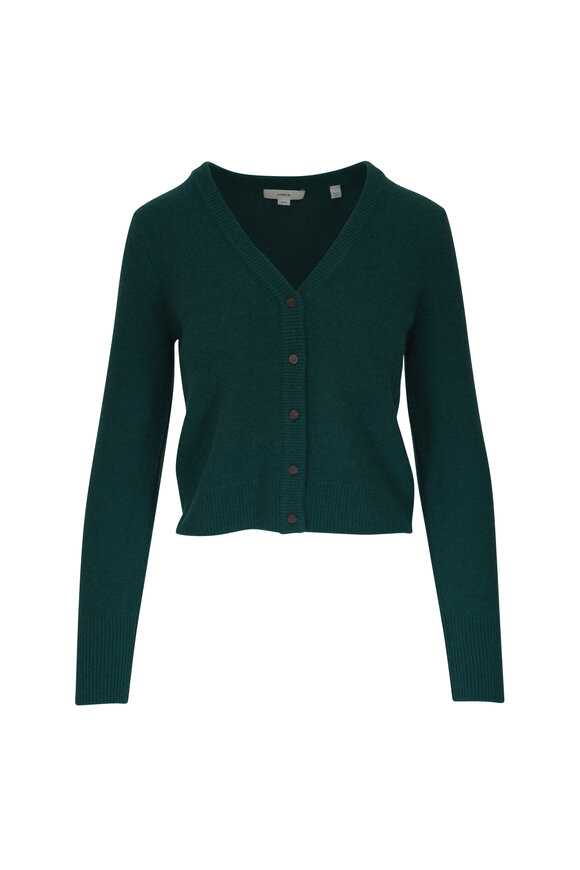 Vince Heather Jade Lake Plush Boiled Cashmere Cardigan