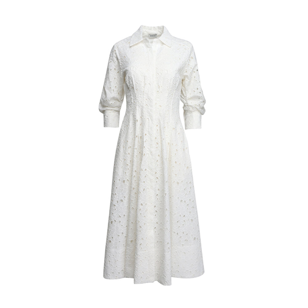 Simkhai - Jazz White Embroidered Midi Shirtdress