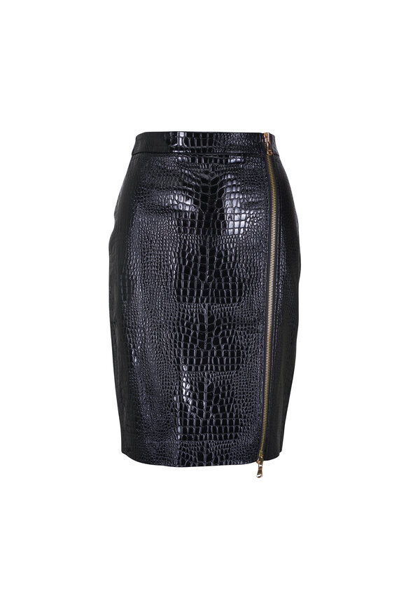 L'Agence Cannes Black Zip Pencil Skirt