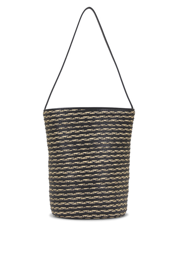 The Row Smal N/S Beau Black & Natural Raffia Tote