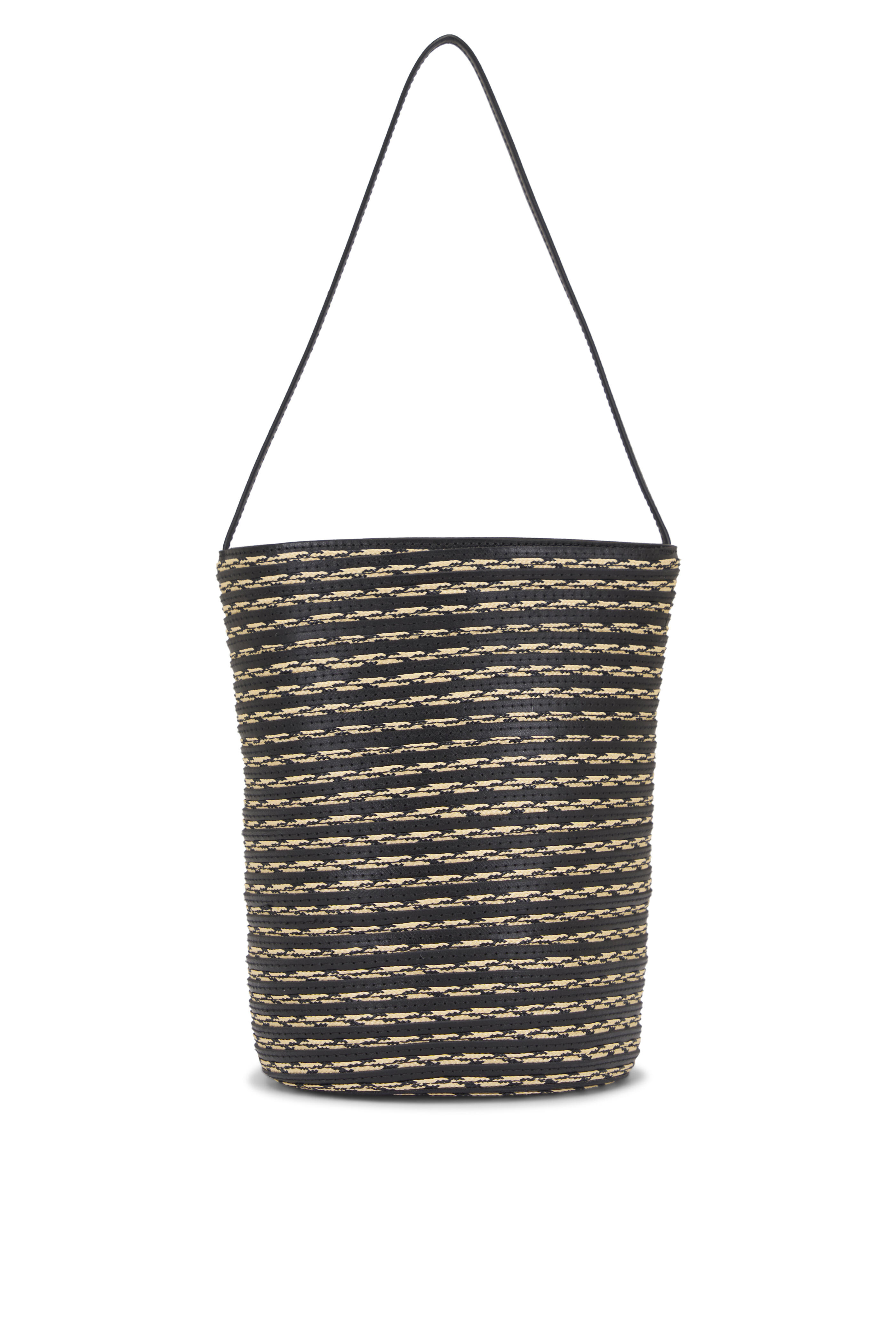 The Row - Smal N/S Beau Black & Natural Raffia Tote