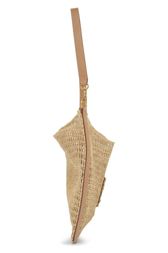 Saint Laurent Oxalis Vintage Brown Raffia Crochet Shoulder Bag  - view 4