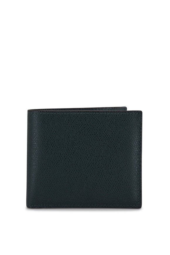 Valextra Dark Green Leather Bi-Fold Wallet